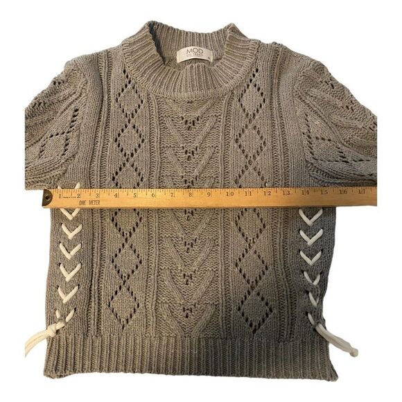 Mod On Trend Sweater Womens Medium Gray Long Sleeve Cropped Crewneck - Picture 6 of 11
